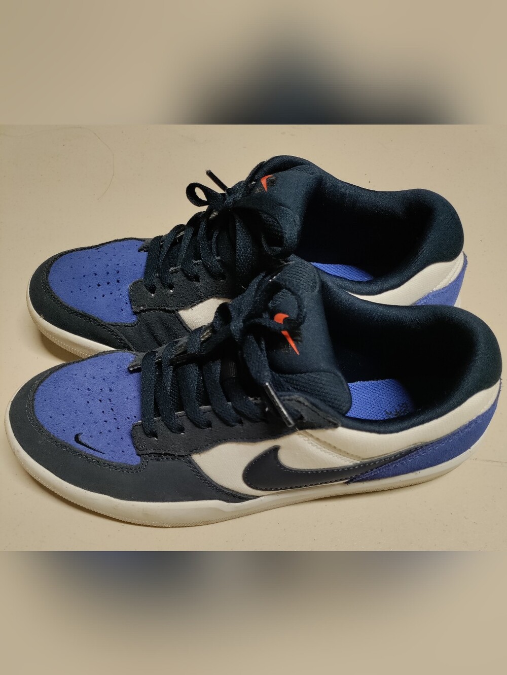 Nike Women’s Low-Top Sneakers - Navy, Royal Blue, White with Orange Accent